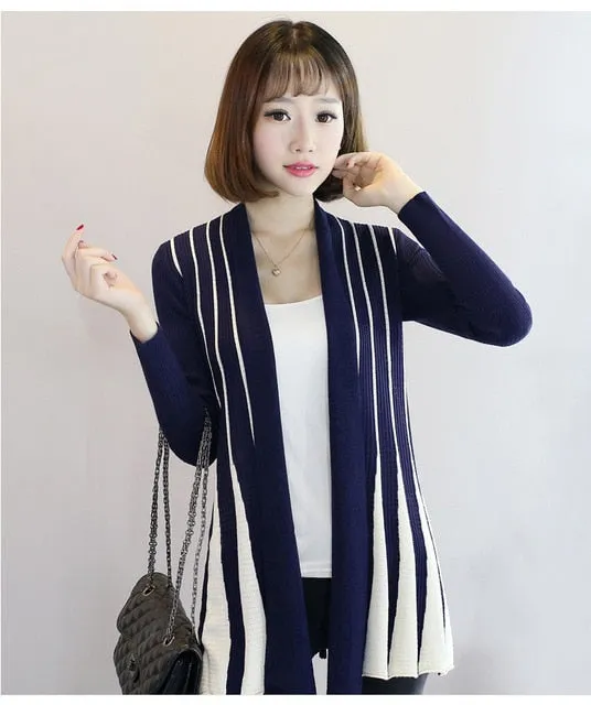 2020 Autumn Spring Long Sleeve Women's Shawl Knitting SlimThin Sweater Cardigan