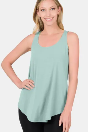 Basic Round Neck Curved Hem Tank