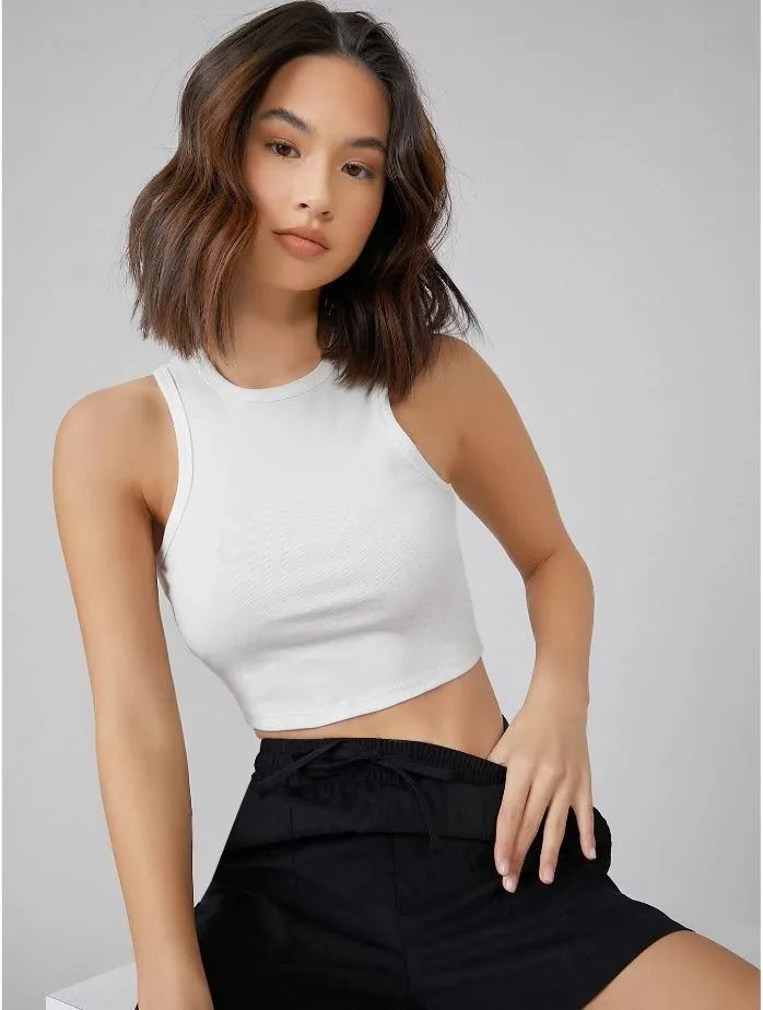 Basic White Crop Tank Tops