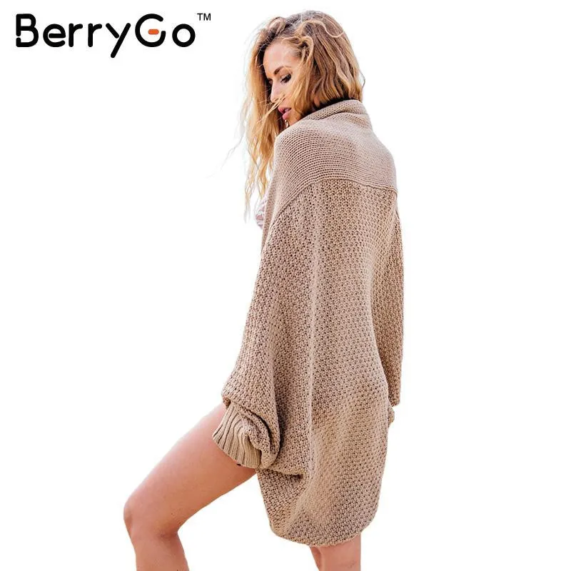 BerryGo batwing sleeve knitted cardigan sweaters women Fashion oversized shrug sweater Autumn winter warm long sweater jumpers