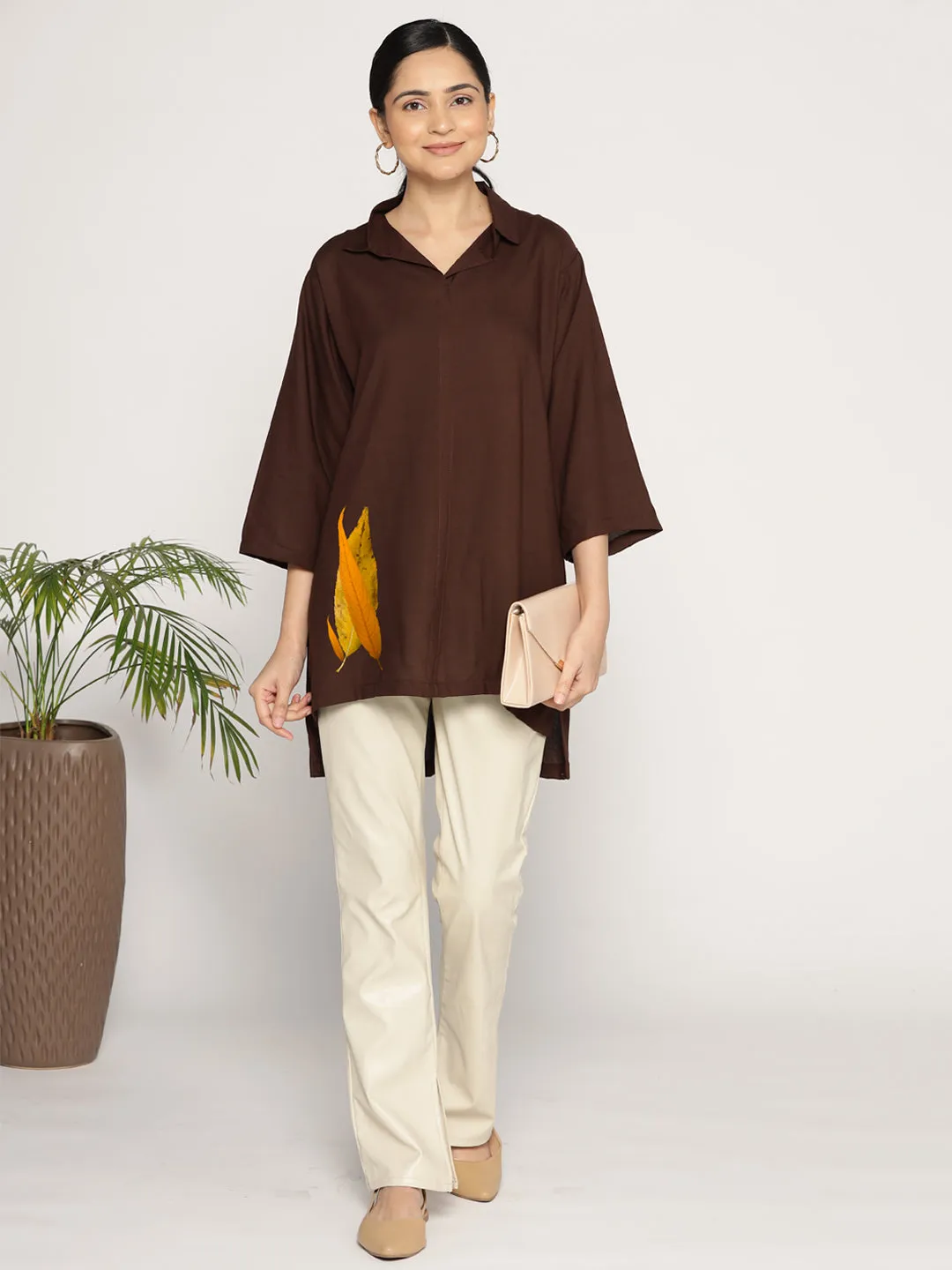 Coffee Rayon ShirtTop - Floraison