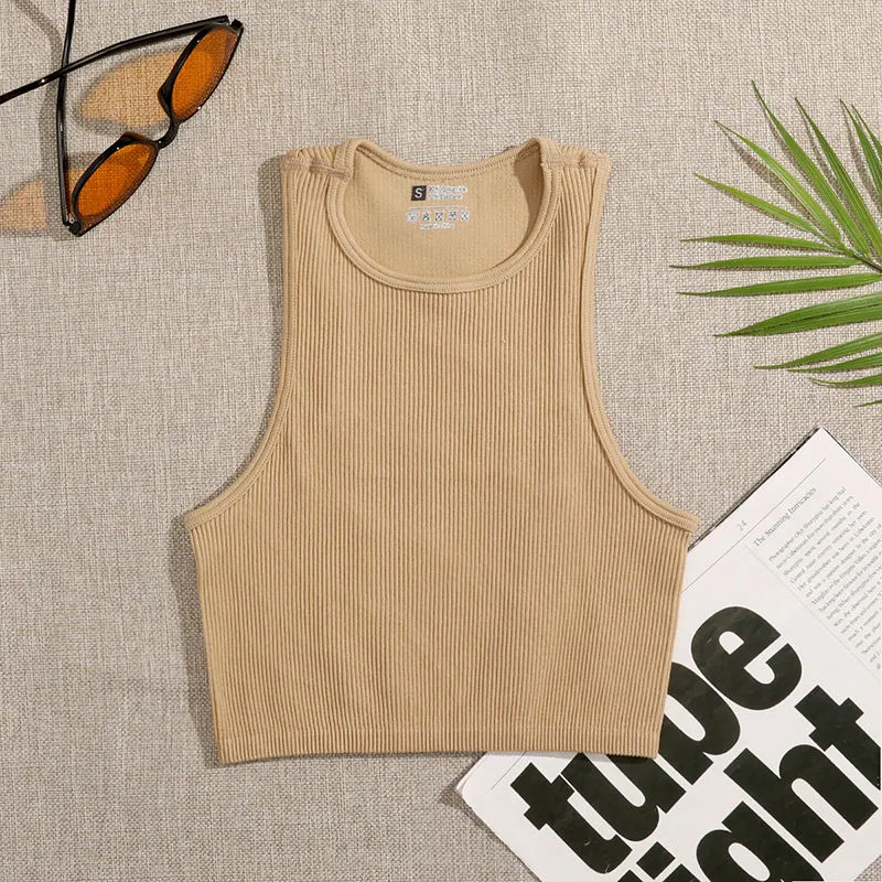 DressBetty - Solid Basic Seamless Streetwear Tank Tops