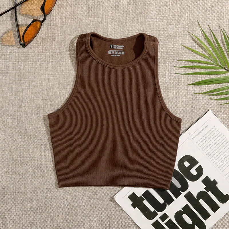 DressBetty - Solid Basic Seamless Streetwear Tank Tops