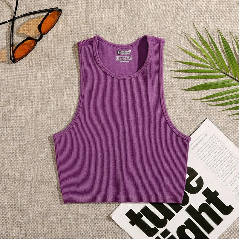 DressBetty - Solid Basic Seamless Streetwear Tank Tops