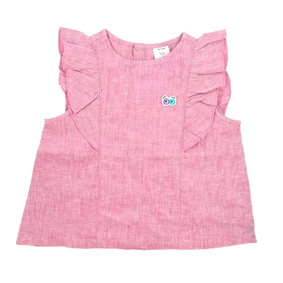 Girl's jujubes pink linen