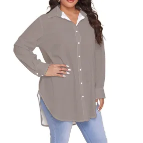 Gris Greige Women's Shirt (Plus Size) AOP