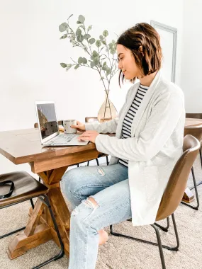 Knit Blazer Heathered Light Gray