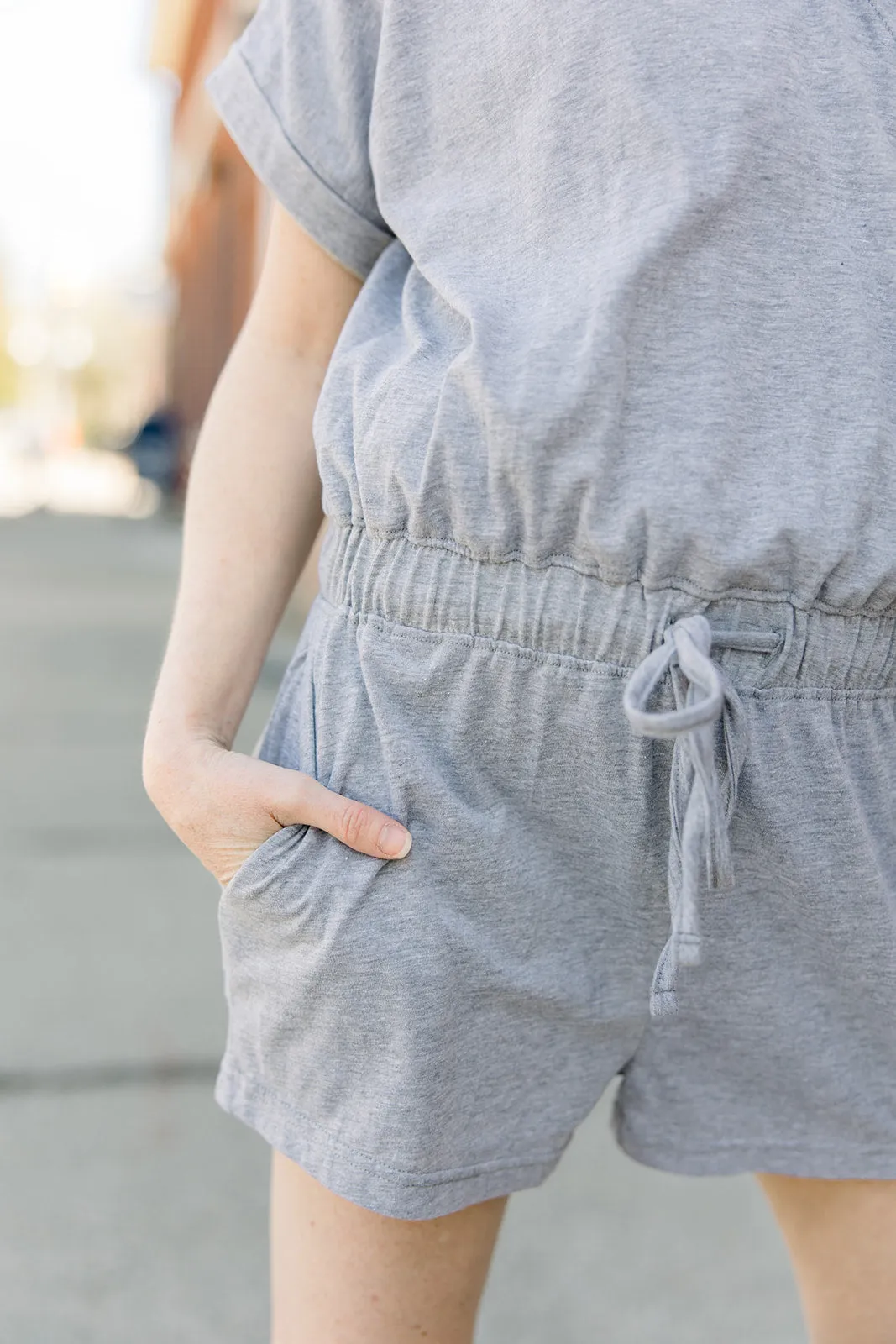 Knit Drawstring Shorts Romper