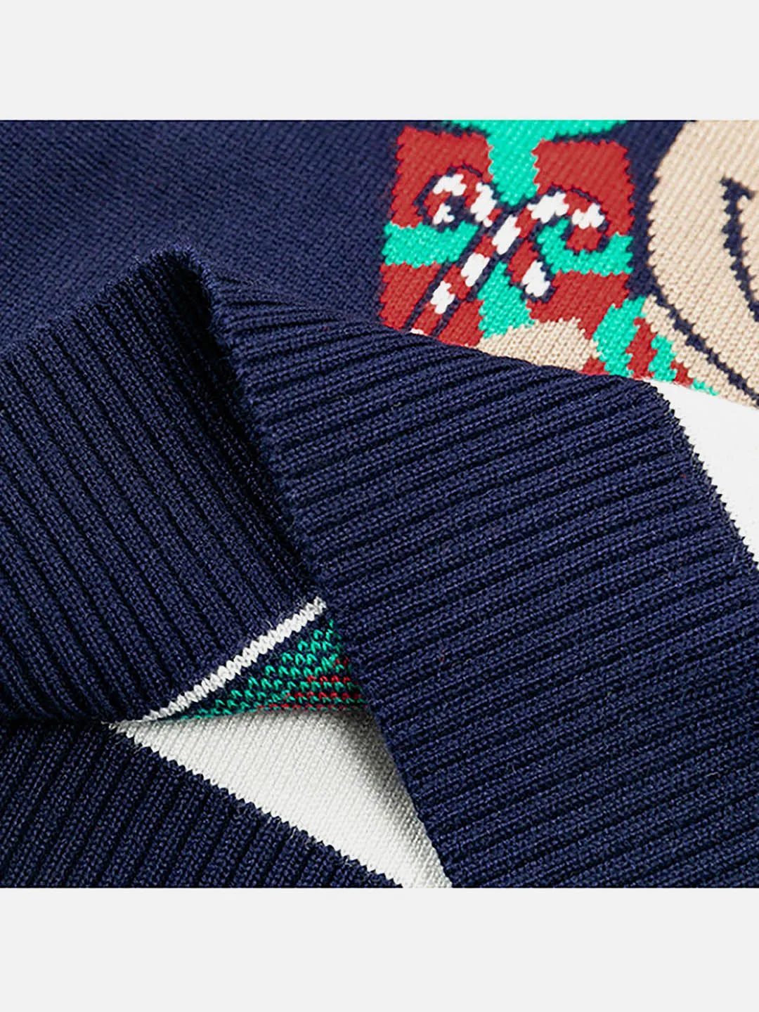 Little Surprise Box Green Tie Reindeer Knitted Christmas cardigan Sweater for Kids, Navy