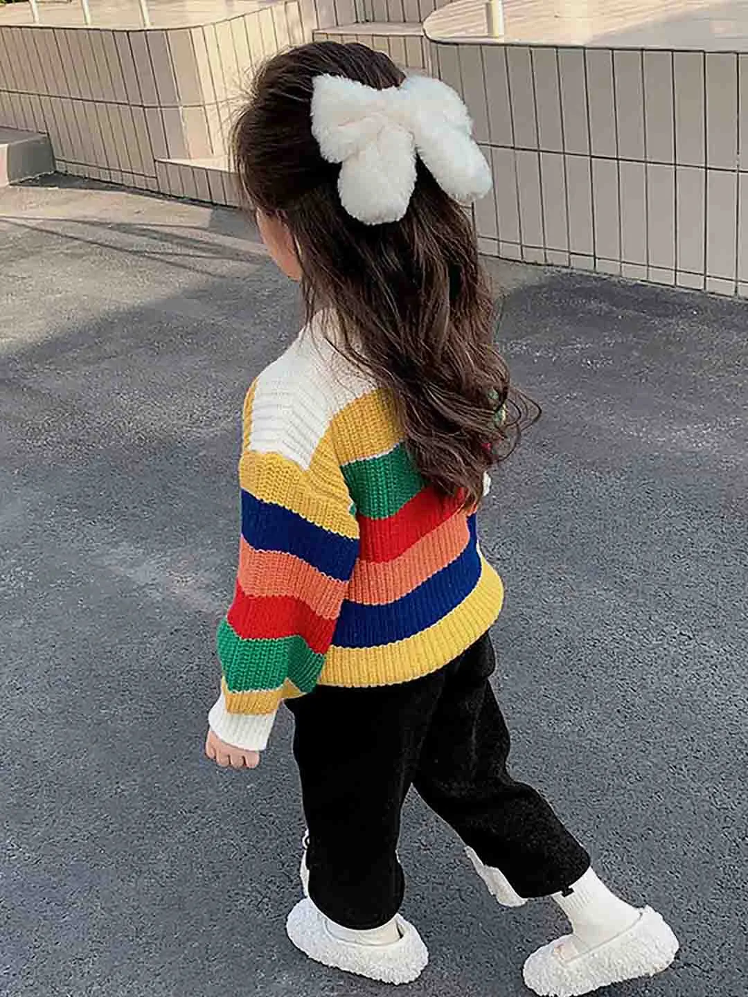 Little Surprise Box Multi Striped cardigan Sweater for Kids