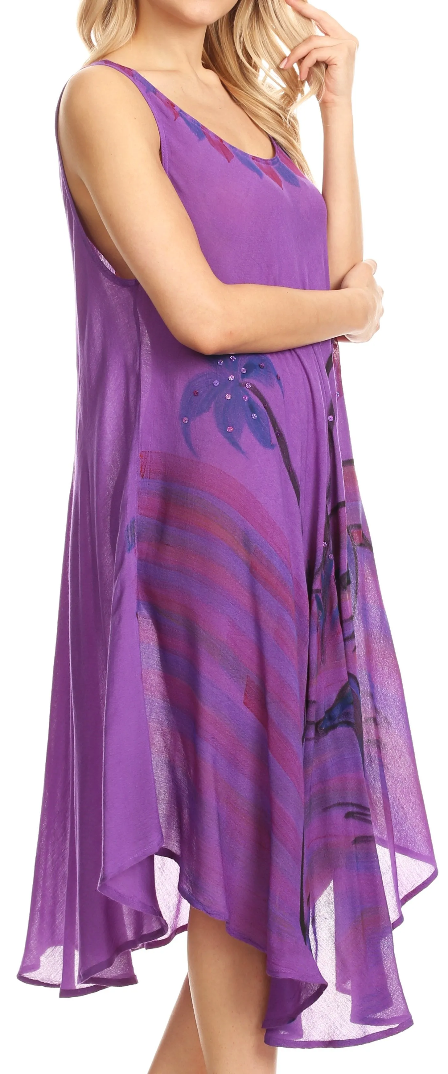 Sakkas Valentina Summer Casual Light Cover-up Caftan Dress with Tropical Print