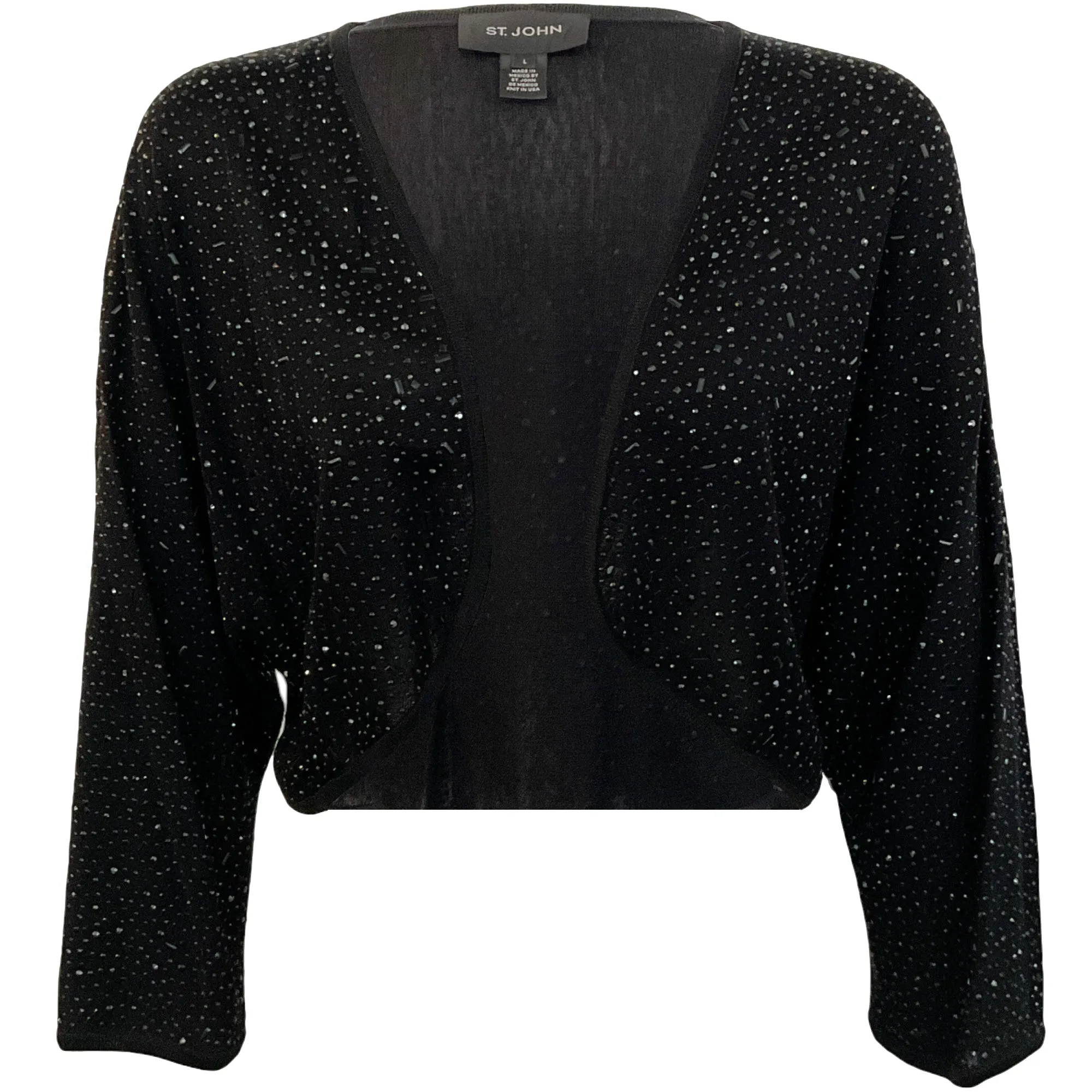 St. John Black Shimmer Open Cardigan