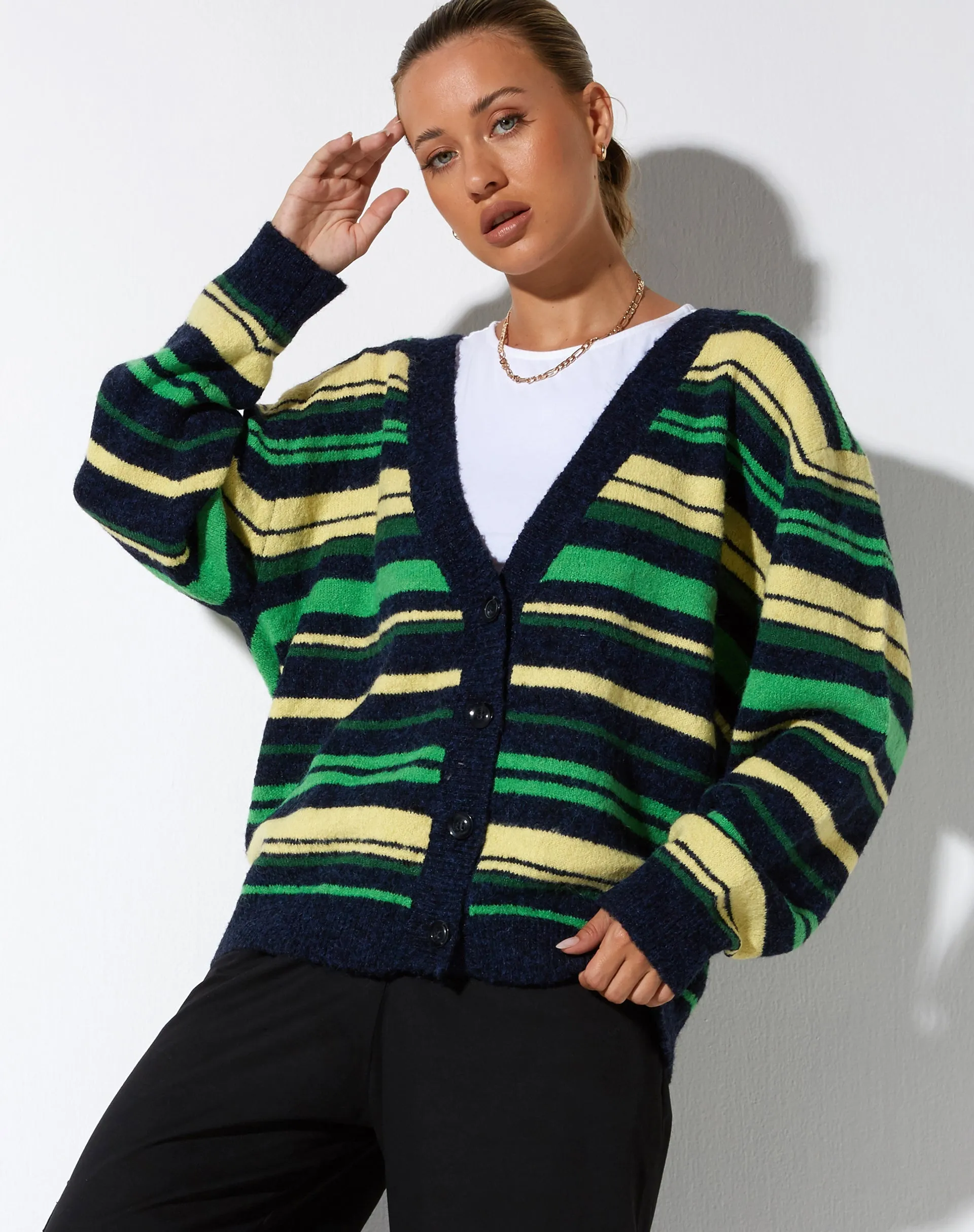 Uriela Cardi in Dark Green Stripe